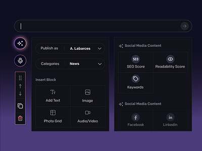 AI Publishing Platform - When Design Meets Intelligence admin panel ai article backend clean dark theme minimal news product design trendy ui design uiux design ux design