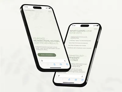 Multi-page website for cosmetologist | Mobile first advantages cosmetologist design first screen green light green menu mobile first multi page ui uiux ux web design website