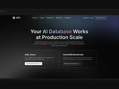 AI Database Page ai database ui webpage website