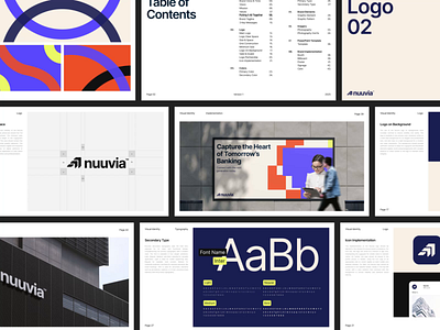 Nuuvia Brand Guidelines brand brand book brand identity brand implementation branding design digital banking graphic design guidelines layout design logo logo design pattern style guide supergraphic