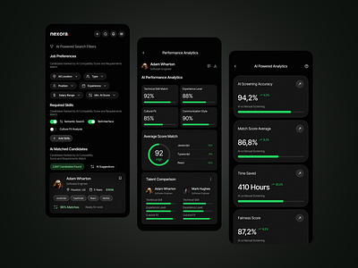 Nexora - Talent Hiring SaaS - Mobile Version ai dashboard mobile mobile dashboard saas saas mobile talent hiring ui uiux