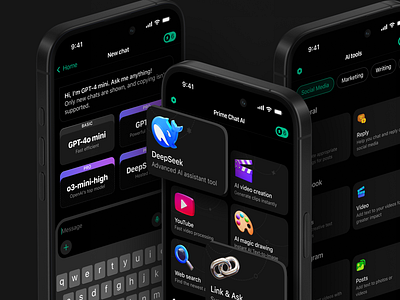 Prime Chat AI Mobile Assistant: UI/UX Design for Task Automation ai ai tasks ai workflows app app design artificial intelligence assistant bot chat chatbot chatbot design conversation ui mobile mobile assistant mobile ui onboarding productivity smart assistant task automation user flow