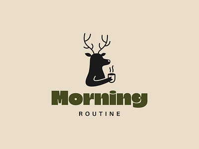 Deer Morning Routine Logo beverage cafe calm coffee coffee shop cozy deer drink friendly lifestyle nature tea
