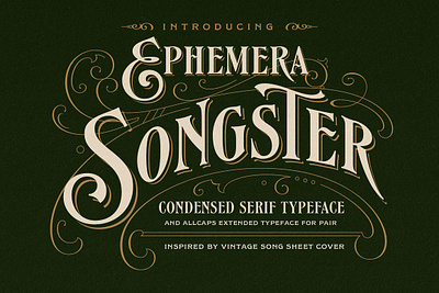 Songster Typeface + Extras branding classic display type headline lettering letterpress logo font luxury font poster songster songster typeface extras style typography vintage vintage logo