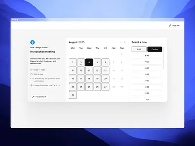 Booking widget - Timeslot UI booking product design scheduling ui ux