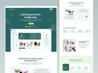 Cloudroom - landing page app cloud dashboard education flatdesign homeschool illustration landing landingpage playful school study ui ux webdesign