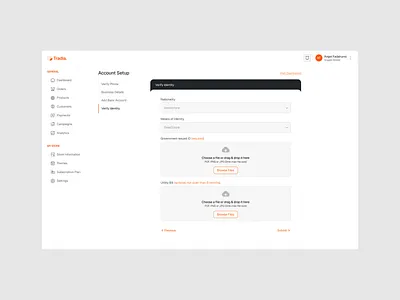 Account Set-up(Verify Identity.) design desktop e commerce ui ux web