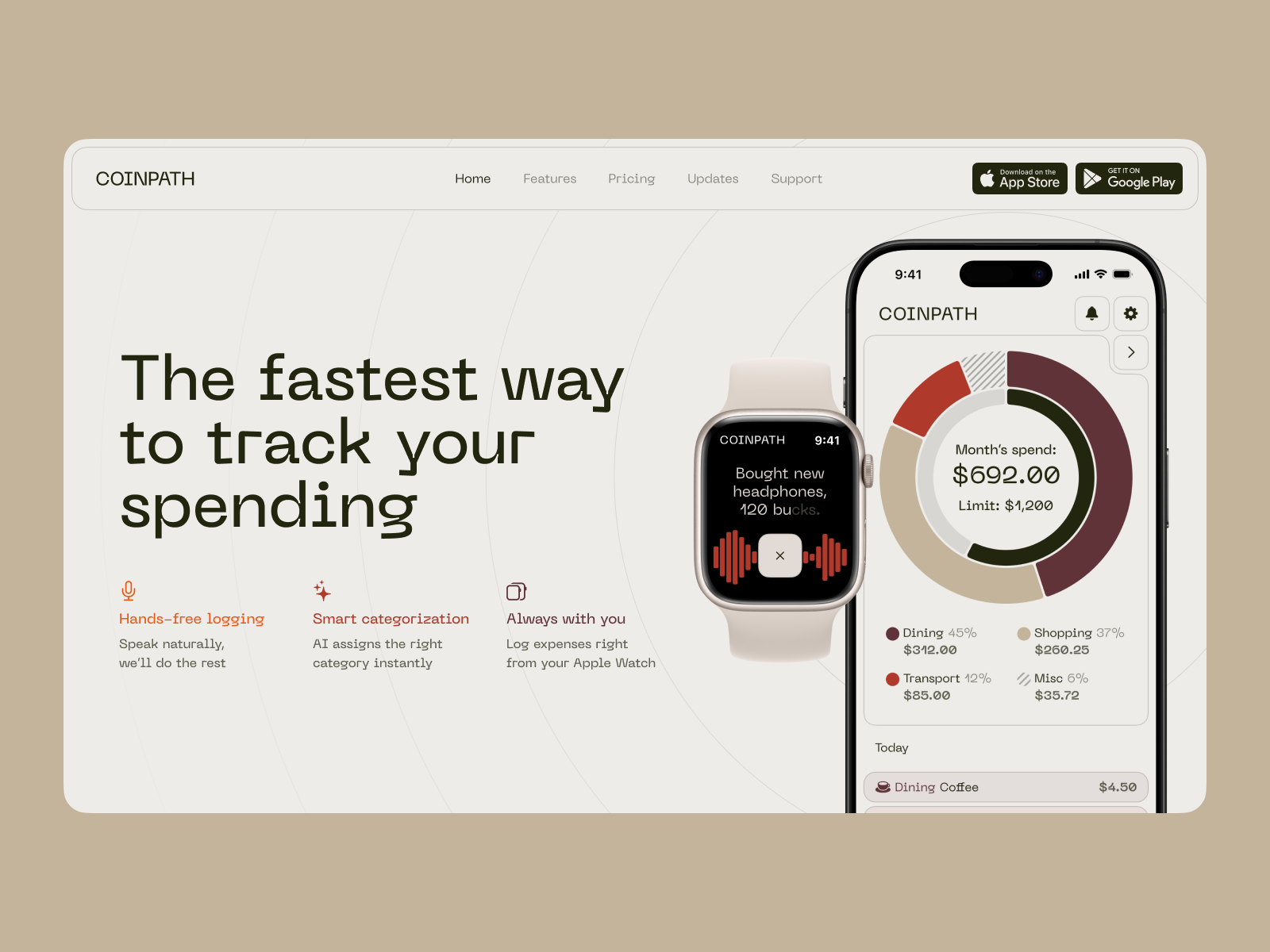 Coinpath • Spending Tracker • Hero Screen Concept
