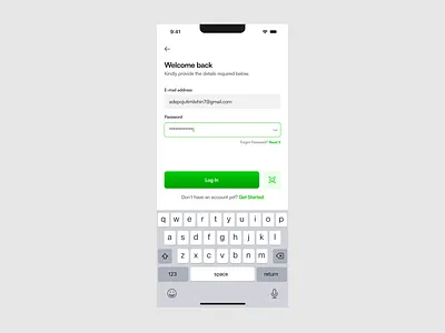 Welcome back screen. design mobile ui ux