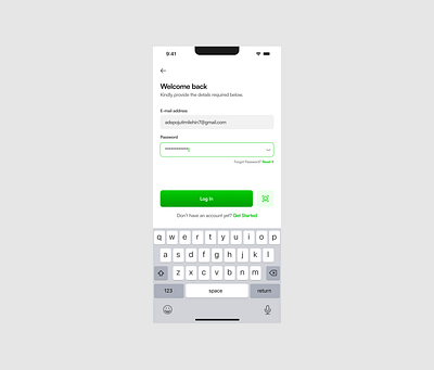 Welcome back screen. design mobile ui ux