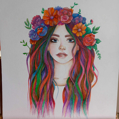 Lady Summer art diy drawing portrait woman