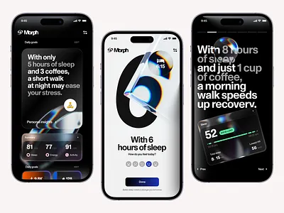 Morph – Mobile App Design Concept app branding concept design fitness healthapp illustration ios logo mobile sleeptracker ui ux wellness