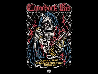 Comeback Kid band Poster gigs artwork band bandmerch branding comebackkid design drawing gigs hardcore illustration logo merch design merchandise merchband merchdesigner music poster posterdesign streetwear
