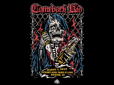 Comeback Kid band Poster gigs artwork band bandmerch branding comebackkid design drawing gigs hardcore illustration logo merch design merchandise merchband merchdesigner music poster posterdesign streetwear
