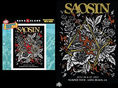 Saosin gigs poster Vans Warped Tour art artwork bandmerch branding design drawing event festival gigs illustration logo merch design merchandise merchband music poster saosin vans vanswarpedtour vintage