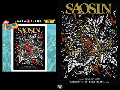 Saosin gigs poster Vans Warped Tour art artwork bandmerch branding design drawing event festival gigs illustration logo merch design merchandise merchband music poster saosin vans vanswarpedtour vintage