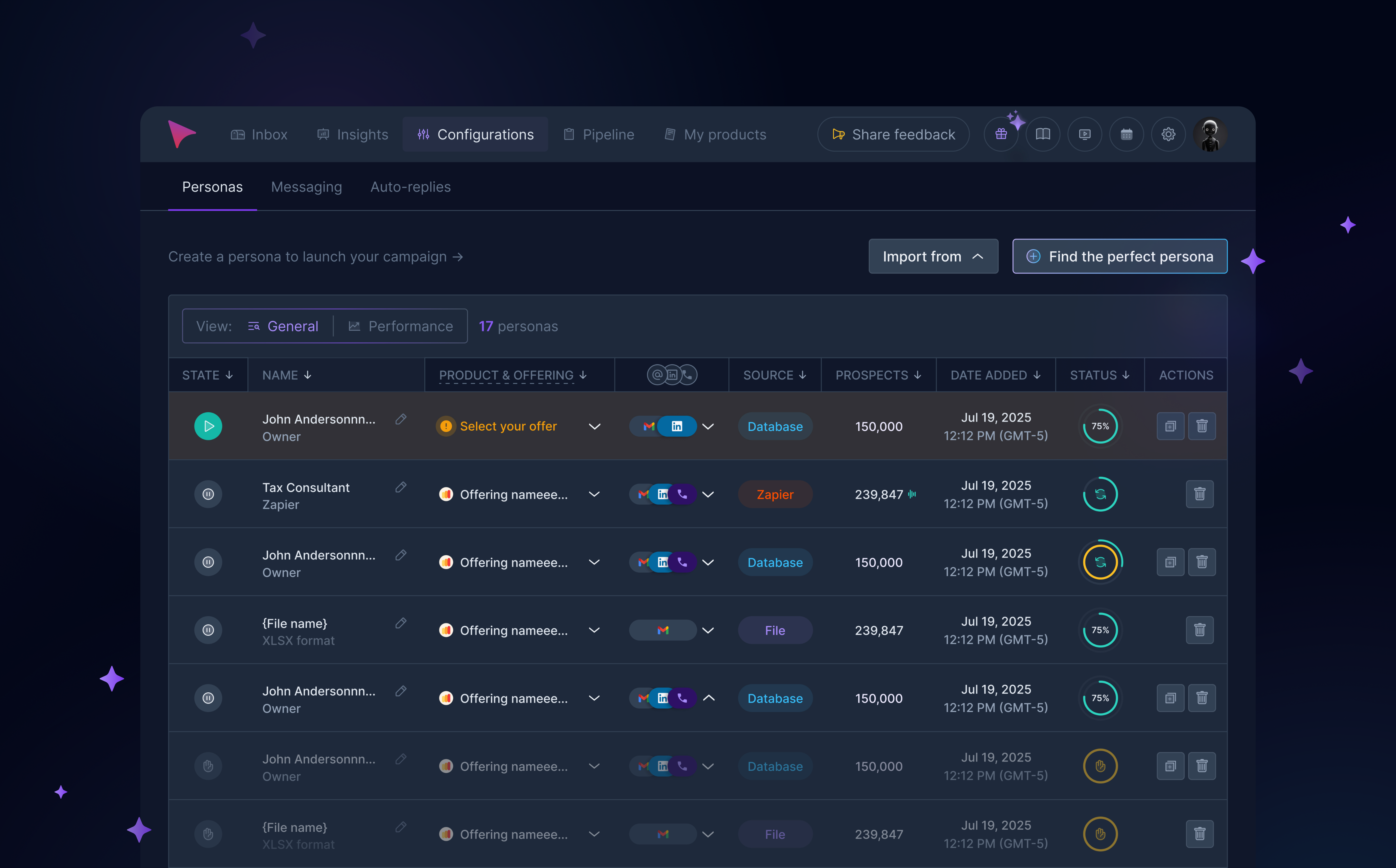 AnyBiz – Table | Statuses compaign dashboard statuses table