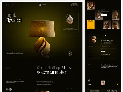 Lightshop Website - Waves black figma landing page landing page design minimalist design shopping website ui design uiux design web website website design