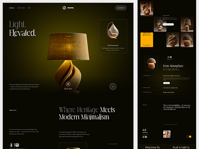 Lightshop Website - Waves black figma landing page landing page design minimalist design shopping website ui design uiux design web website website design