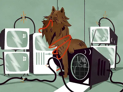 I have become Death, destroyer of cables. cat computer design illustration illustrator minimalist tech texture vector