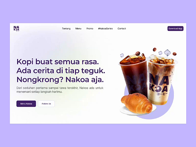Nakoa - Cafe Website (UI Concept & Animation) animation cafe website clean coffeeshop landing page coffeeshop website minimalist website cafe