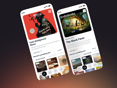 Audiobook & Music Streaming App UI/UX Design app concept app design inspiration app interface audio player audio streaming audiobook app clean ui mindfulness app minimal ui mobile app design mobile uiux modern app music streaming product design relaxing music storytelling app uiux design user experience
