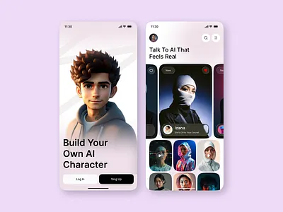 Character AI Mobile Design ai app design ai chat app ai powered app character ai clean design mobile app concept mobile app ui virtual assistant