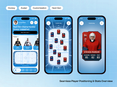 Hookey – Your Game, Your Identity app app design app showcase avatar comparison design digital art gaming app hockey icehockey ios app metaverse mobile app nft sports app sports landing ui uiux ux virtual reality
