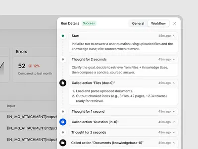 AI Workflow Details ai automation details drawer process sidebar timeline workflow