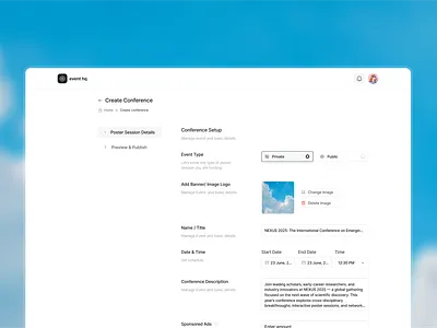Event hq - Create Conference Sessions conference events events ui figma ui ui design web design