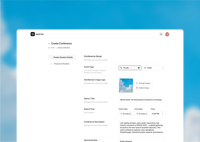 Event hq - Create Conference Sessions conference events events ui figma ui ui design web design