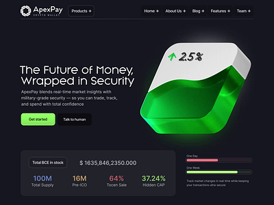 Future of Crypto Wallets — a conceptual hero screen 3d 3d render 3dmodeling 3drender animation blender blender3d branding crypto crypto design design graphic design hero design motion graphics ui visualization wallet web design