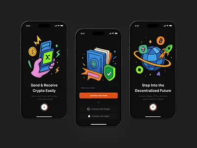 Web3 Wallet Onboarding UI clean crypto mobile onboarding onboarding screen simple ui ui screen wallet