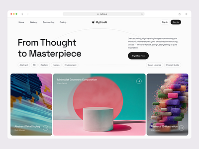 Mythos AI – AI Image Generation Hero Section ai ai tool clean design hero section image generation interface landing page minimalist saas ui ui design ux web design web ui