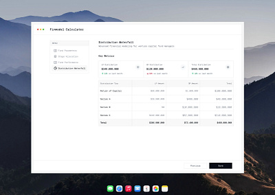 Financial Model Calculator calculator dashboard figma finance finance model fintech gp commitment ui venture capital
