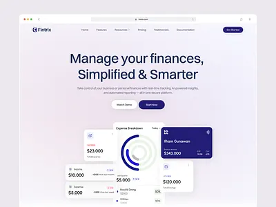 Fintrix - Finance Hero Section clean design finance fintech hero section landing page minimalist ui ui design ux web design