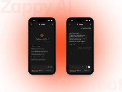 Zappy AI – Chatbot Mobile App UI/UX Design ai ai app ai chat ai chat bot app design app ui best app best app ui best mobile app chat bot app chat bot ui chatbot figma minimal mobile app modern ui ui uiux