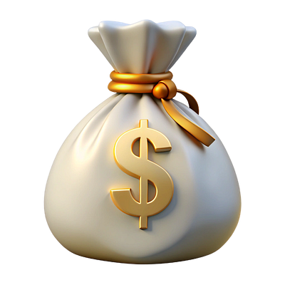 3D Money Bag Icon — Gold Dollar cycles