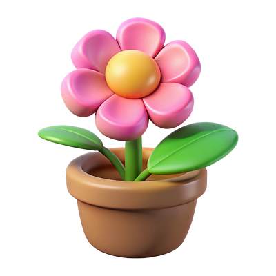 Potted Flower 3D Illustration cycles
