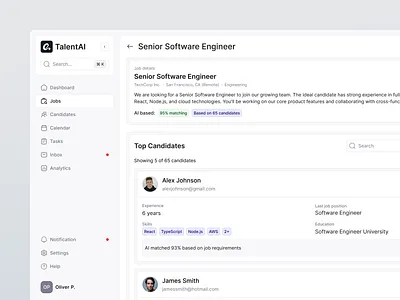UX/UI Design for AI-Powered SaaS Recruitment Assistant ai agent ai assistant hiring hrtech recruitment saas talent acquisition web app