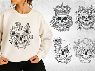 "Royal Skull Rose Snake Art Design art design clothing design fashion floral halloween illustration royal skull tee tshirt typography vector