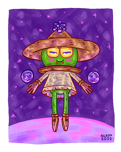 Wizard Frog in the Space artwork cartoon character design concept art design art digital art digital painting drawing illustration