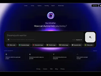 AI Landing templates ai business credits dark dataviz design effects glow landing site startup tech template ui web website