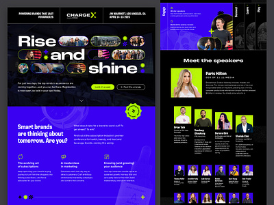 ChargeX 2025 Landing Page black blue chargex conference ecommerce event figma green hero paris hilton recharge speakers tech web web design website