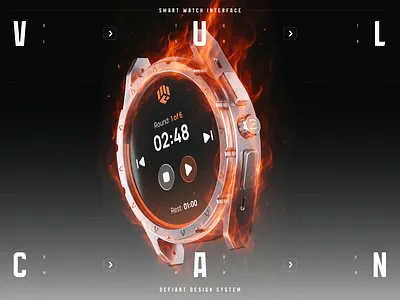 Vulcan - AI Smart Watch app box fighting fire flame mma sport timer ui ux