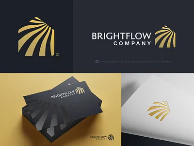 Brightflow Logo Concept bright christian church energy flow god light rays real estate renewable shine shining solar sun sunlight sunny sunray wave