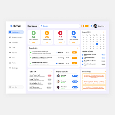 DoTask - Task Management Dashboard Webapp SaaS dashboard dekstop design figma high fidelity saas task management ui ui design ui ux ux webapp