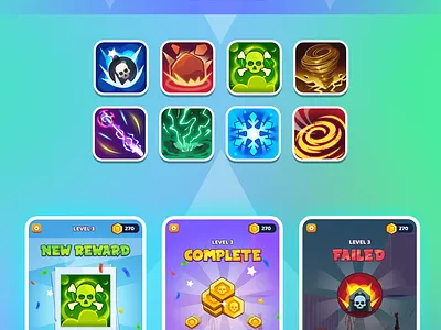 Casual Game UI casual games design game game title game ui icons illustration logo typography ui ux vector