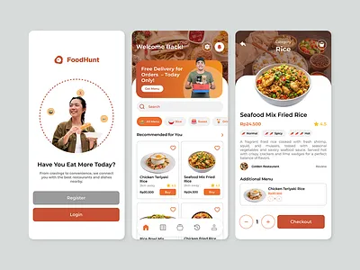 FoodHunt - Online Food Ordering Mobile App U figma mobile app ui ui design ux ux design