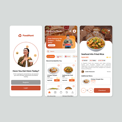 FoodHunt - Online Food Ordering Mobile App U figma mobile app ui ui design ux ux design